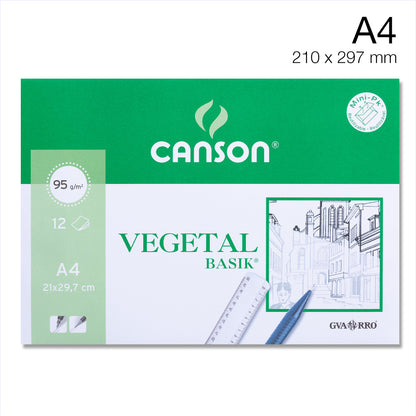 Canson Minipack Végétal Basik 95g 12 feuilles A4 (21x29,7cm)