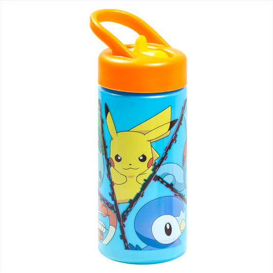 Botella PP Playground 410 ml Pokemon/ Botella de agua deportiva con pajita y asa incorporada