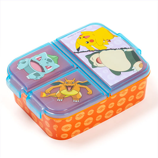 Stor Pokemon Multiple Sandwich Box/ 300 ml with 3 Compartments/ BPA Free/ Children's Lunch Box/School/Nursery