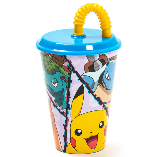 Gobelet enfant réutilisable avec couvercle et paille 430 ml Pokémon