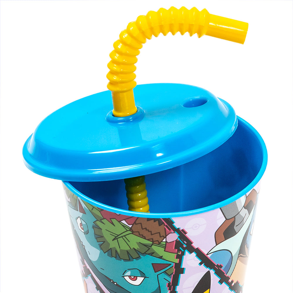 Gobelet enfant réutilisable avec couvercle et paille 430 ml Pokémon