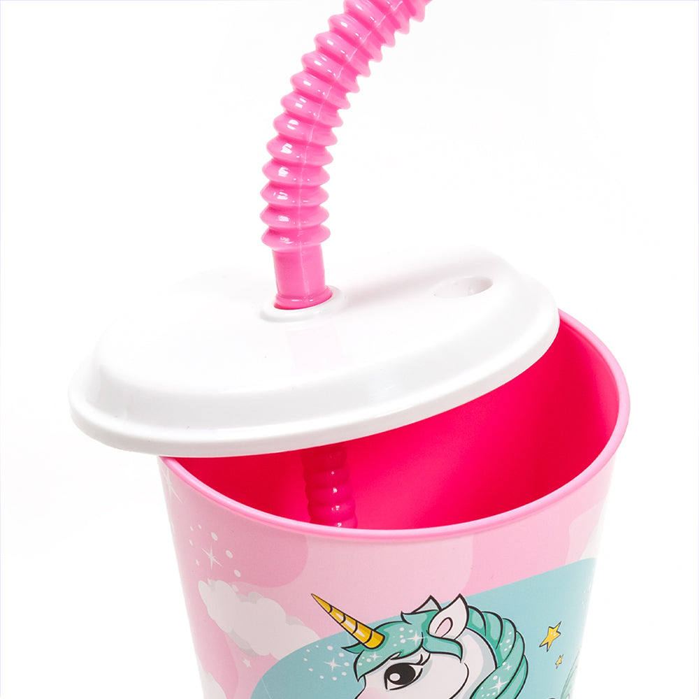 Vaso infantil reutilizable con tapa y pajita de 430 ml Serie Disney Stor - LIMÓN ARTES