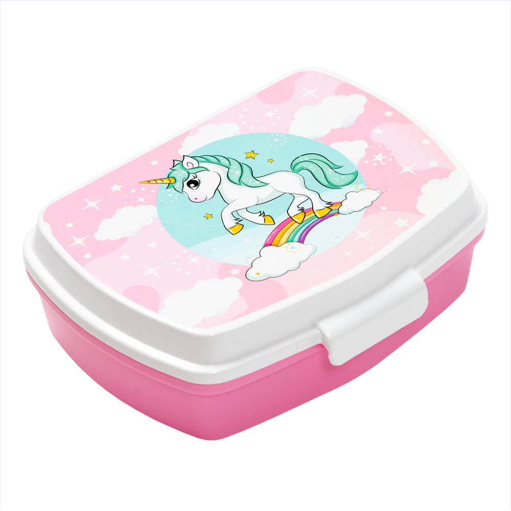 Boîte à sandwich rectangulaire Stor Unicorn Rainbow/ Sans BPA/ Boîte à lunch pour enfants/École/Garderie