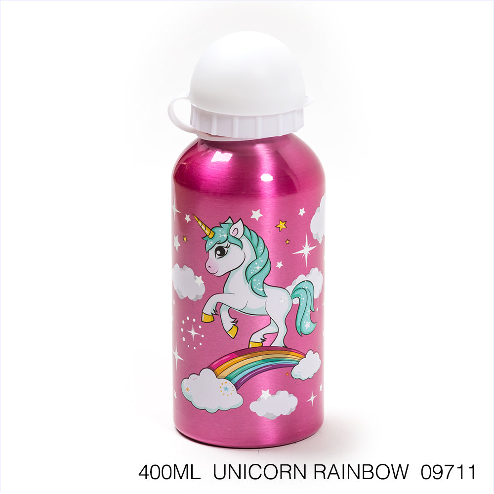 Disney Botella de agua 400 ml de aluminio con boquilla retráctil/ Escuela/Guardería/Varios patrones disponibles - LIMÓN ARTES