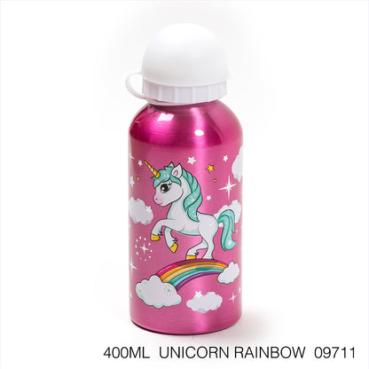 Disney Botella de agua 400 ml de aluminio con boquilla retráctil/ Escuela/Guardería/Varios patrones disponibles - LIMÓN ARTES