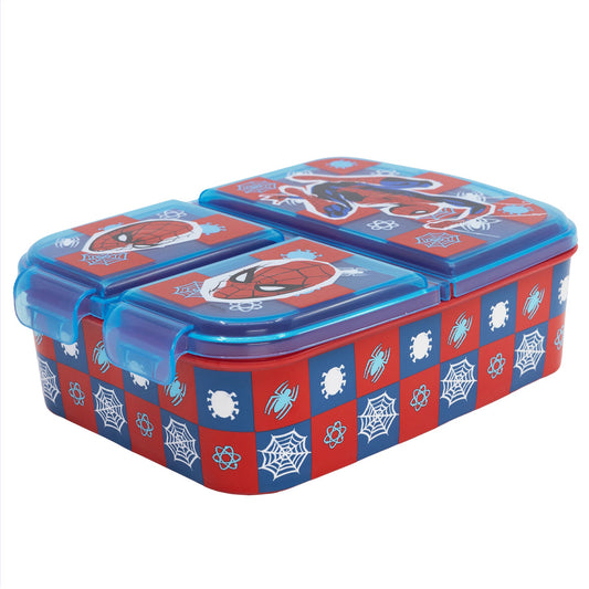 Boîte à sandwich multiple Stor Spiderman/ 300 ml avec 3 compartiments/ Sans BPA/ Boîte à lunch pour enfants/École/Crèche