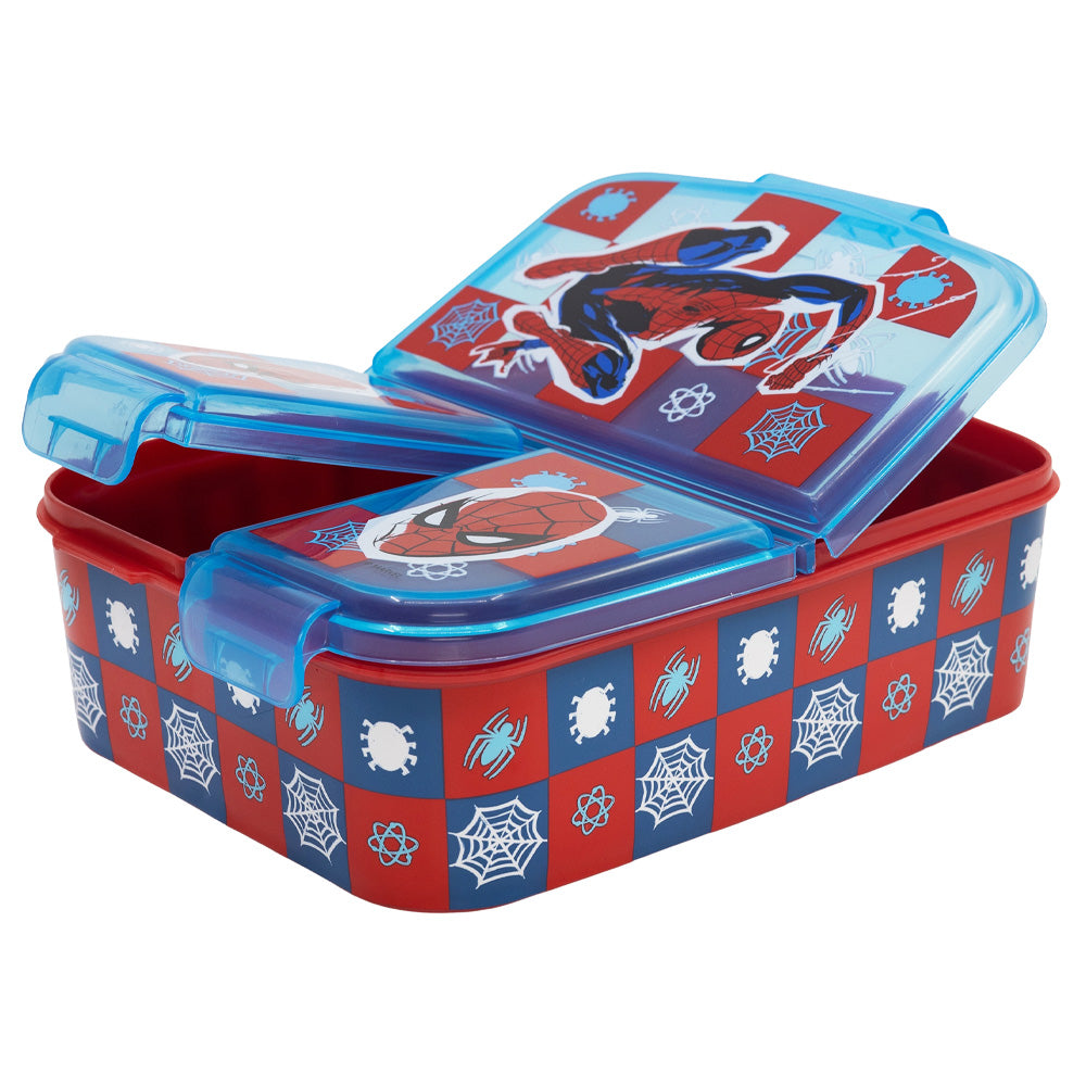 Boîte à sandwich multiple Stor Spiderman/ 300 ml avec 3 compartiments/ Sans BPA/ Boîte à lunch pour enfants/École/Crèche