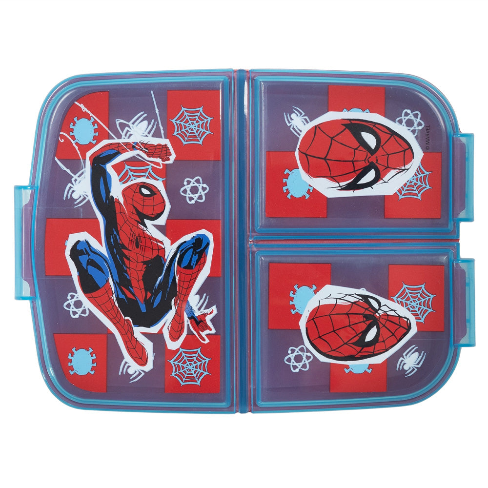 Boîte à sandwich multiple Stor Spiderman/ 300 ml avec 3 compartiments/ Sans BPA/ Boîte à lunch pour enfants/École/Crèche