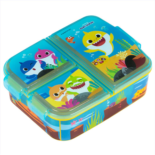 Stor Baby Shark Multi-Sandwich Maker / 300 ml with 3 Compartments / BPA Free / Lunch Box for Kids / School / Nursery