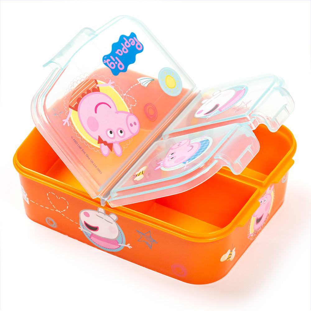 Stor Sandwichera múltiple Peppa Pig/ 300 ml con 3 Compartimentos/ Libre de BPA/ Fiambrera niños/Escuela/Guardería