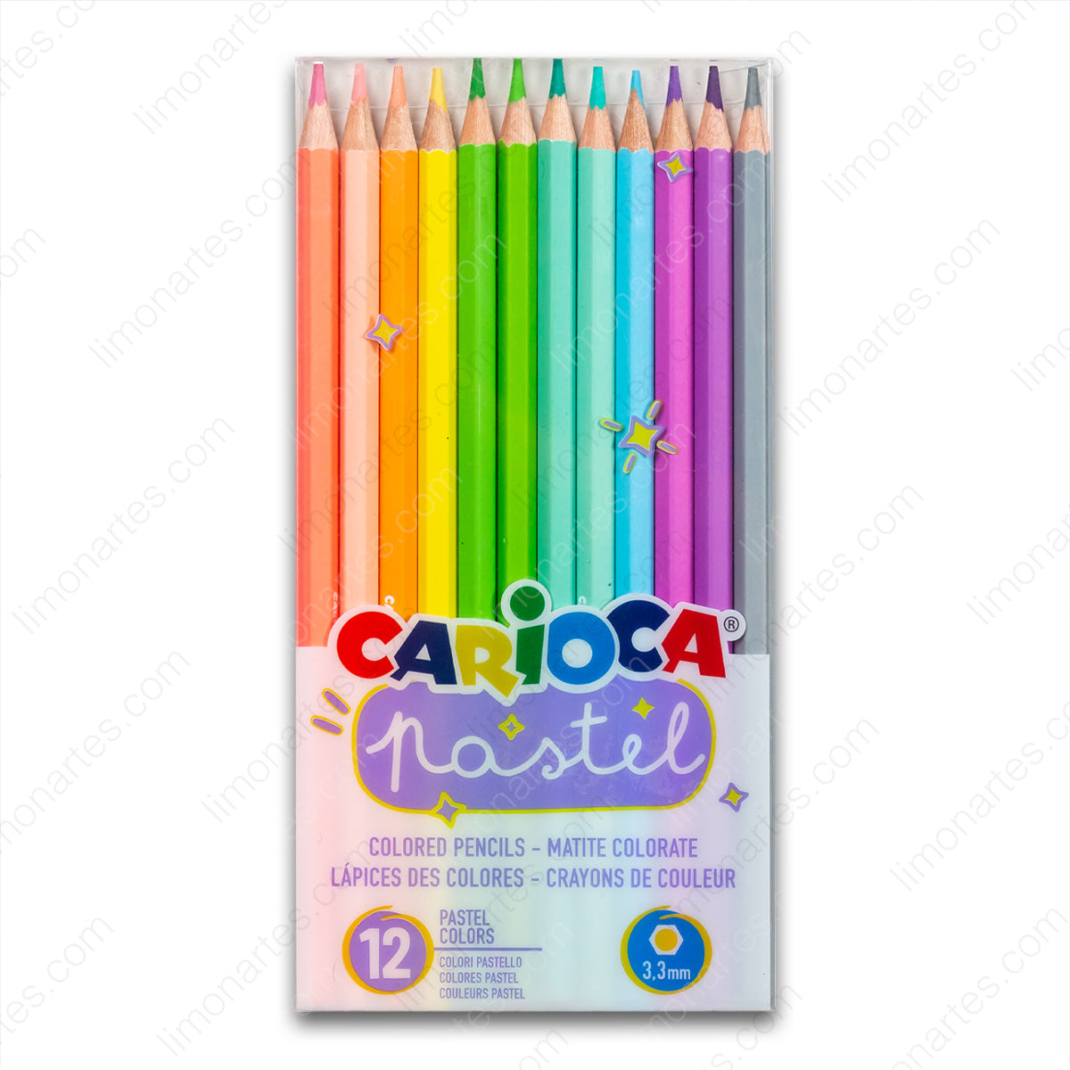 Carioca Bolsa pvc 12 lapices pastel/ 3.3mm - LIMÓN ARTES