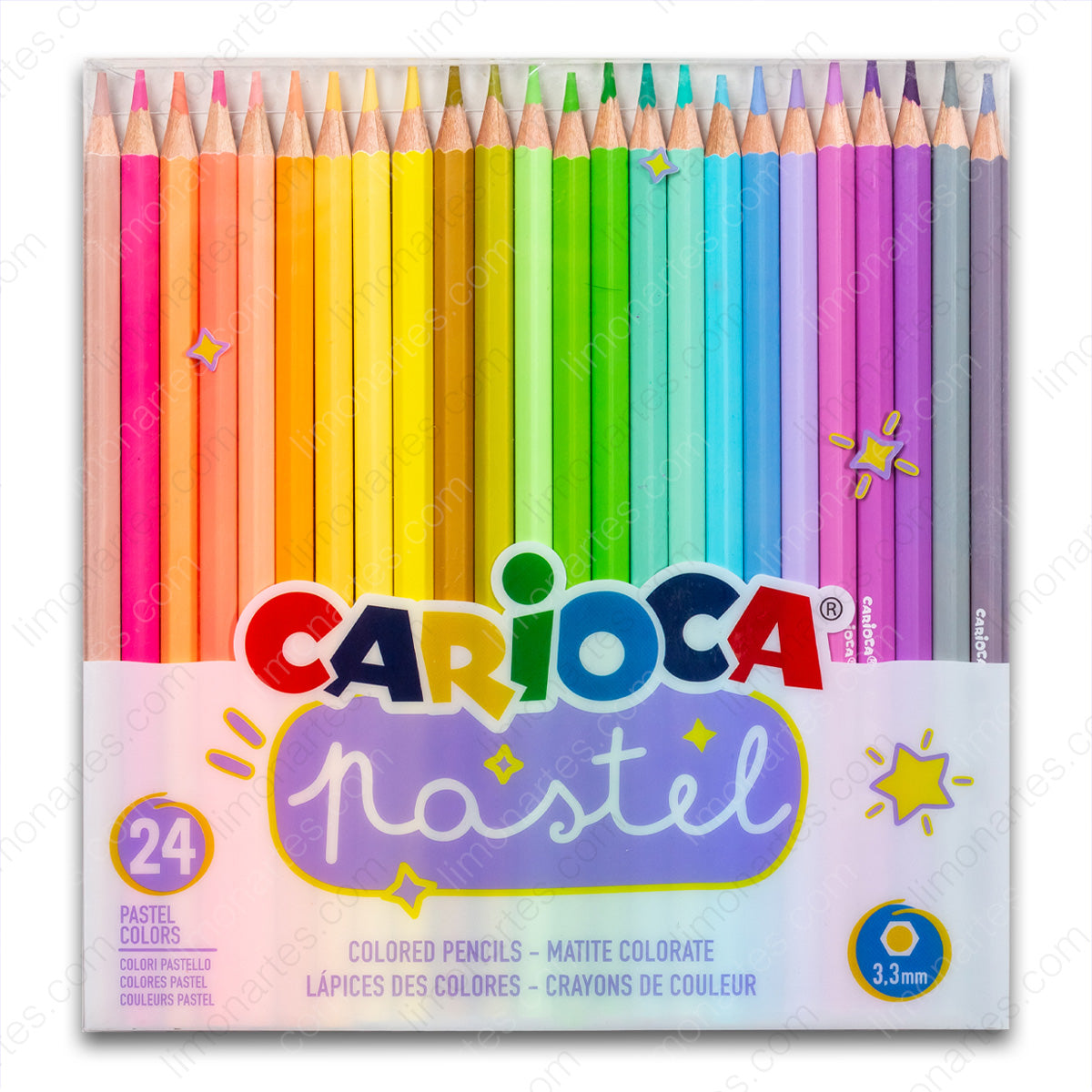 Carioca Bolsa pvc 24 lapices pastel/ 3.3mm - LIMÓN ARTES