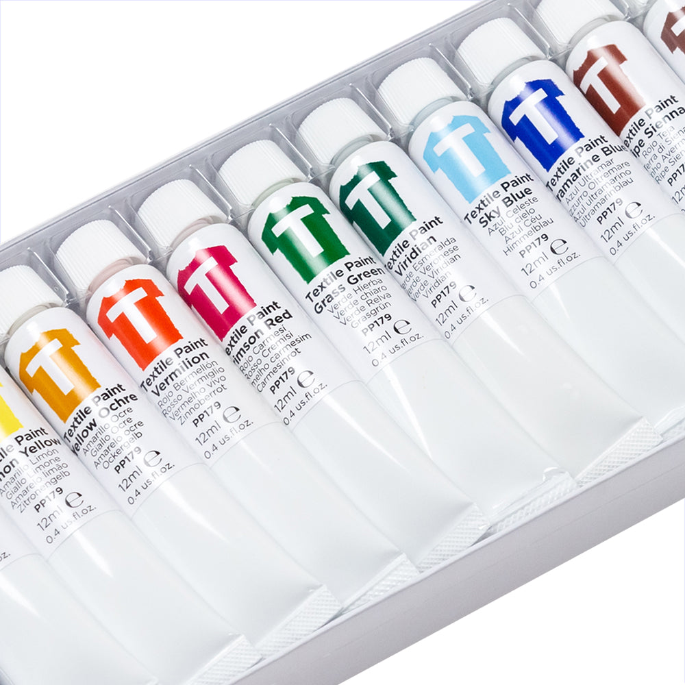 Artix Textile Paint Set/ 12 ml x 12 colors/ Suitable for clothing, T-shirts, Sneakers, Jeans, etc., painting