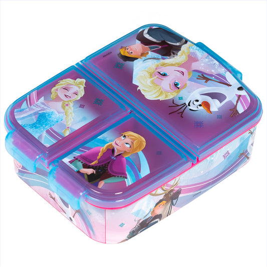 Stor Frozen Iridescent Aqua Multi-Sandwich Maker / 300 ml with 3 Compartments / BPA Free / Lunch Box for Kids / School / Nursery