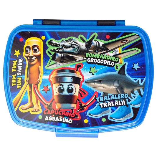 Stor Sandwichera Rectangular Italian Brainrot / Libre de BPA/ Fiambrera niños/Escuela/Guardería