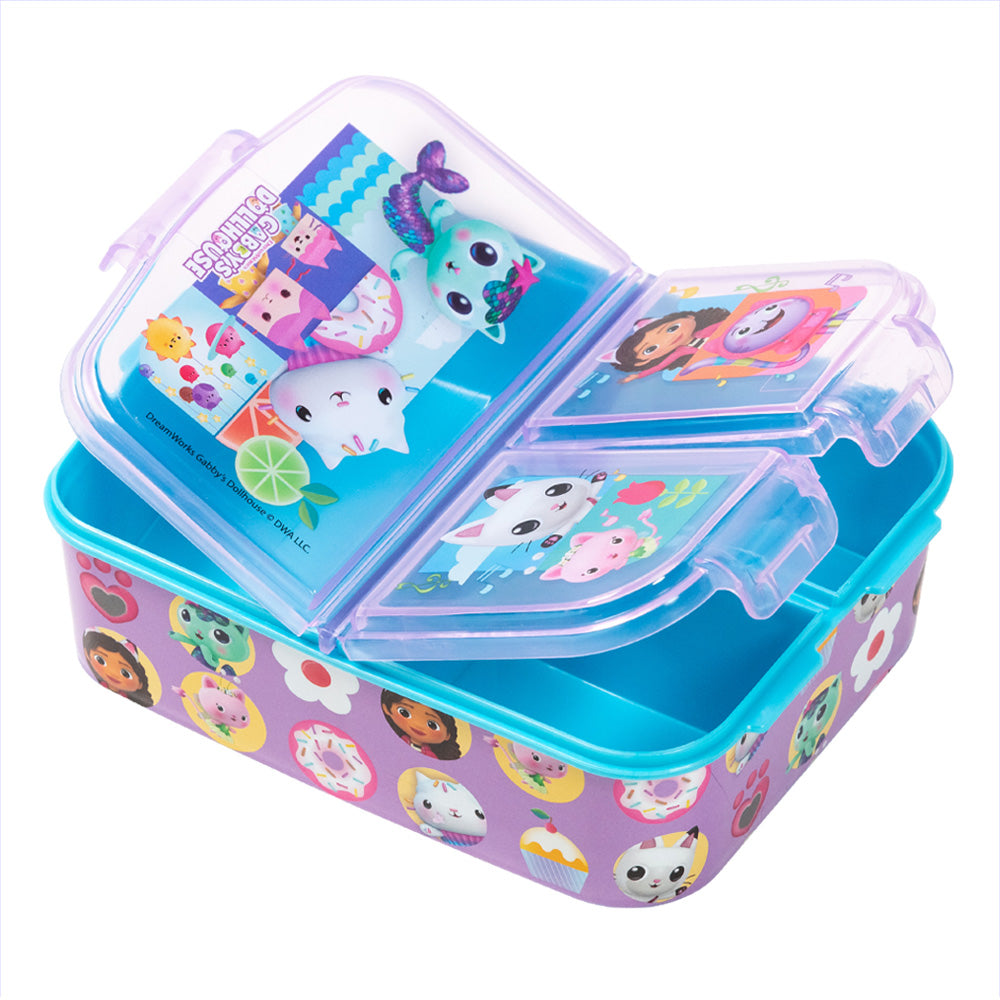 Stor Sandwichera múltiple Gabby's Dollhouse/ 300 ml con 3 Compartimentos/ Libre de BPA/ Fiambrera niños/Escuela/Guardería