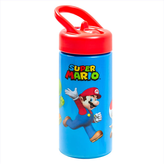 Botella PP Playground 410 ml Super Mario/ Botella de agua deportiva con pajita y asa incorporada