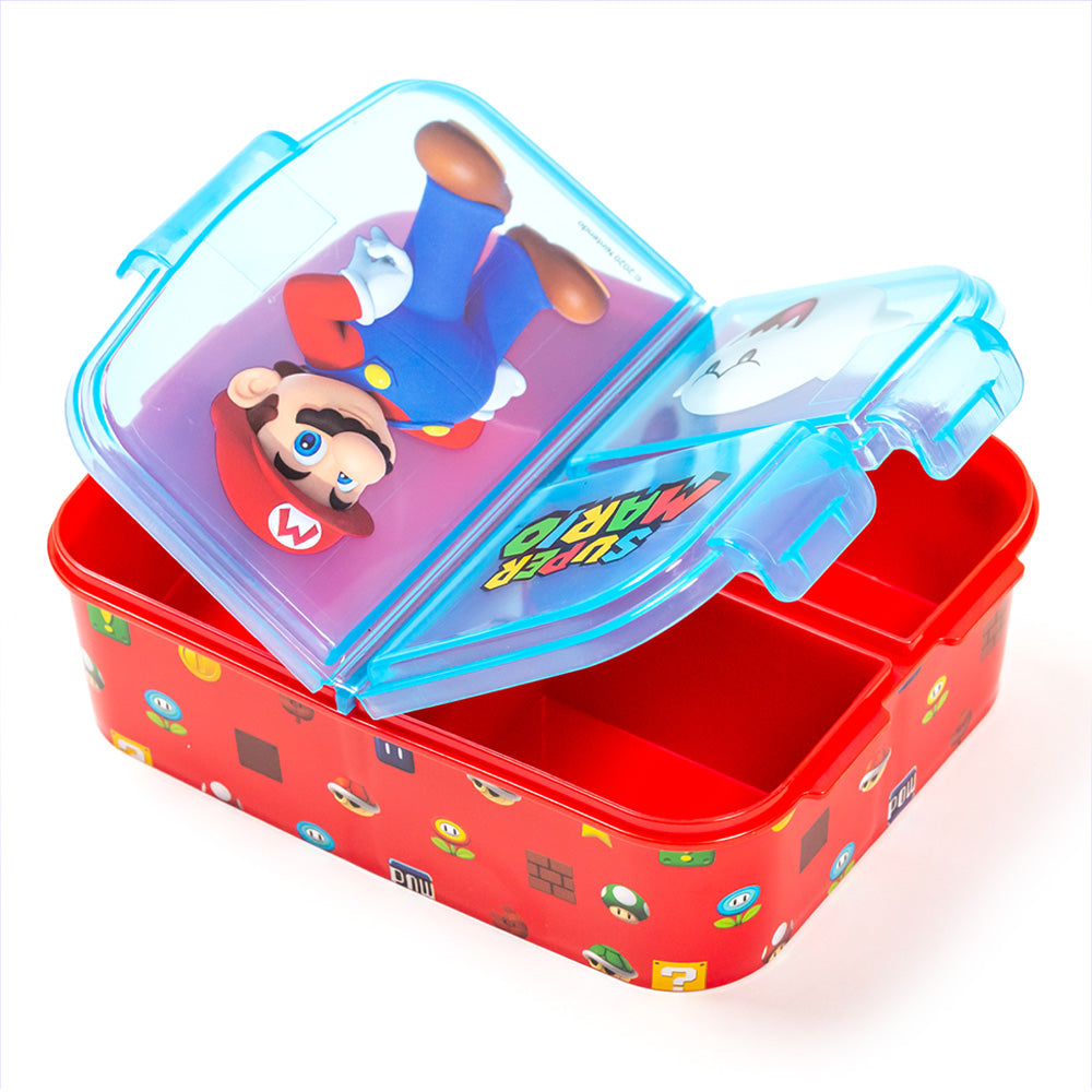 Stor Super Mario multiple sandwich box/ 300 ml with 3 compartments/ BPA free/ Children's lunch box/School/Nursery