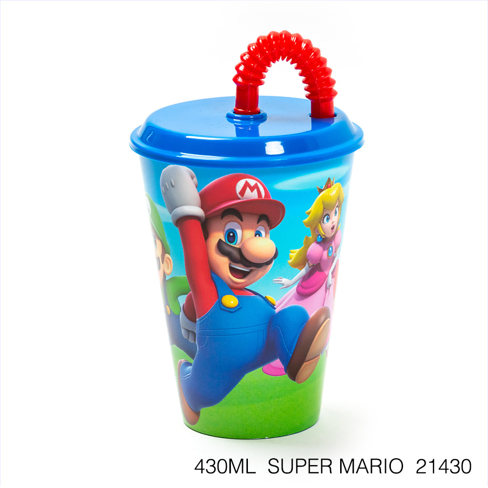 Vaso infantil reutilizable con tapa y pajita de 430 ml Serie Disney Stor - LIMÓN ARTES