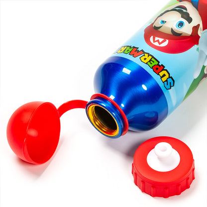 Botella de aluminio para niños 400 ml Super Mario / Cantimplora infantil / Botella de agua reutilizable