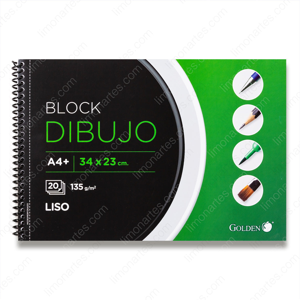 Cuaderno de dibujo/Block dibujo/Liso/A4+,34x23cm/ 20 hojas,135 gr/Golden-242778