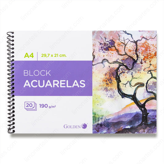 Watercolor Notebook/Watercolor Block /A4,29.7x21cm/20 sheets,190 gr/Golden-242808