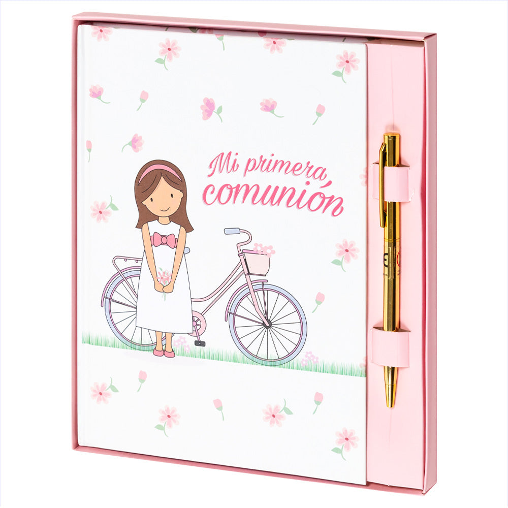 Girl's communion notebook with pen