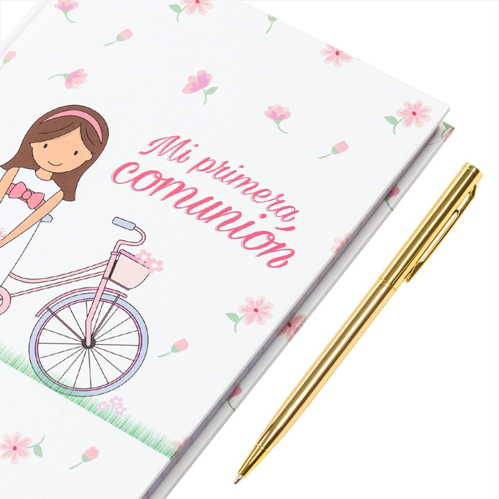 Girl's communion notebook with pen