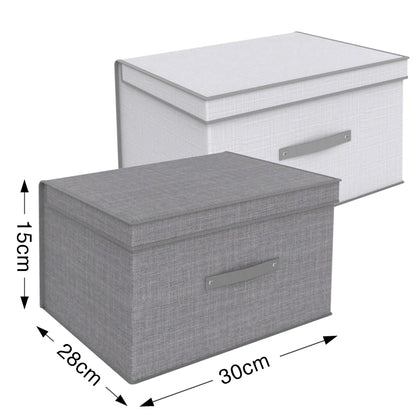 Multipurpose Foldable Storage Box with Handles and Lid Silver Grey / For Clothes, Closets, Shelves, Toys