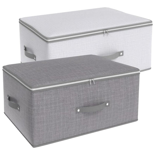 Multipurpose Foldable Storage Box with Zipper and Handles Silver Grey / For Clothes, Closets, Shelves, Toys