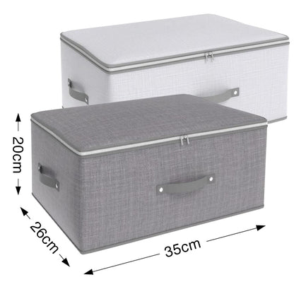 Multipurpose Foldable Storage Box with Zipper and Handles Silver Grey / For Clothes, Closets, Shelves, Toys