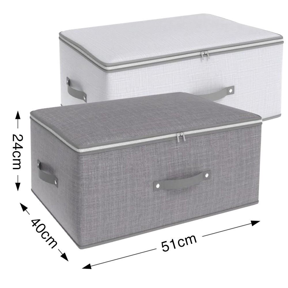 Multipurpose Foldable Storage Box with Zipper and Handles Silver Grey / For Clothes, Closets, Shelves, Toys