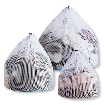 Set 3 pièces sac à linge en maille avec cordon