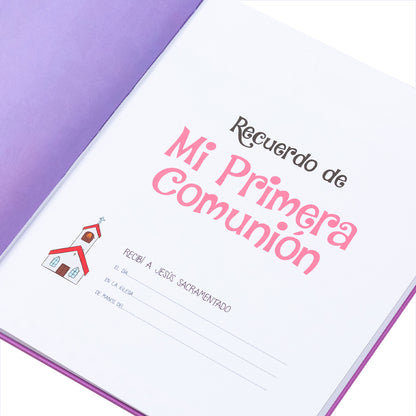 Set maletín + libro recordatorio primera comunión niña