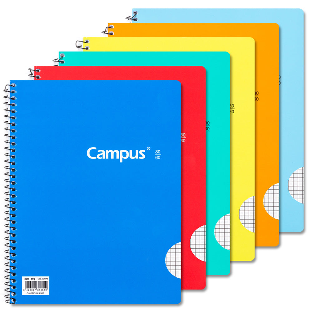 Campus Basic Cover Spiral Notebook A5+ (16 x 22 cm) 80 sheets 60g 4 mm grid