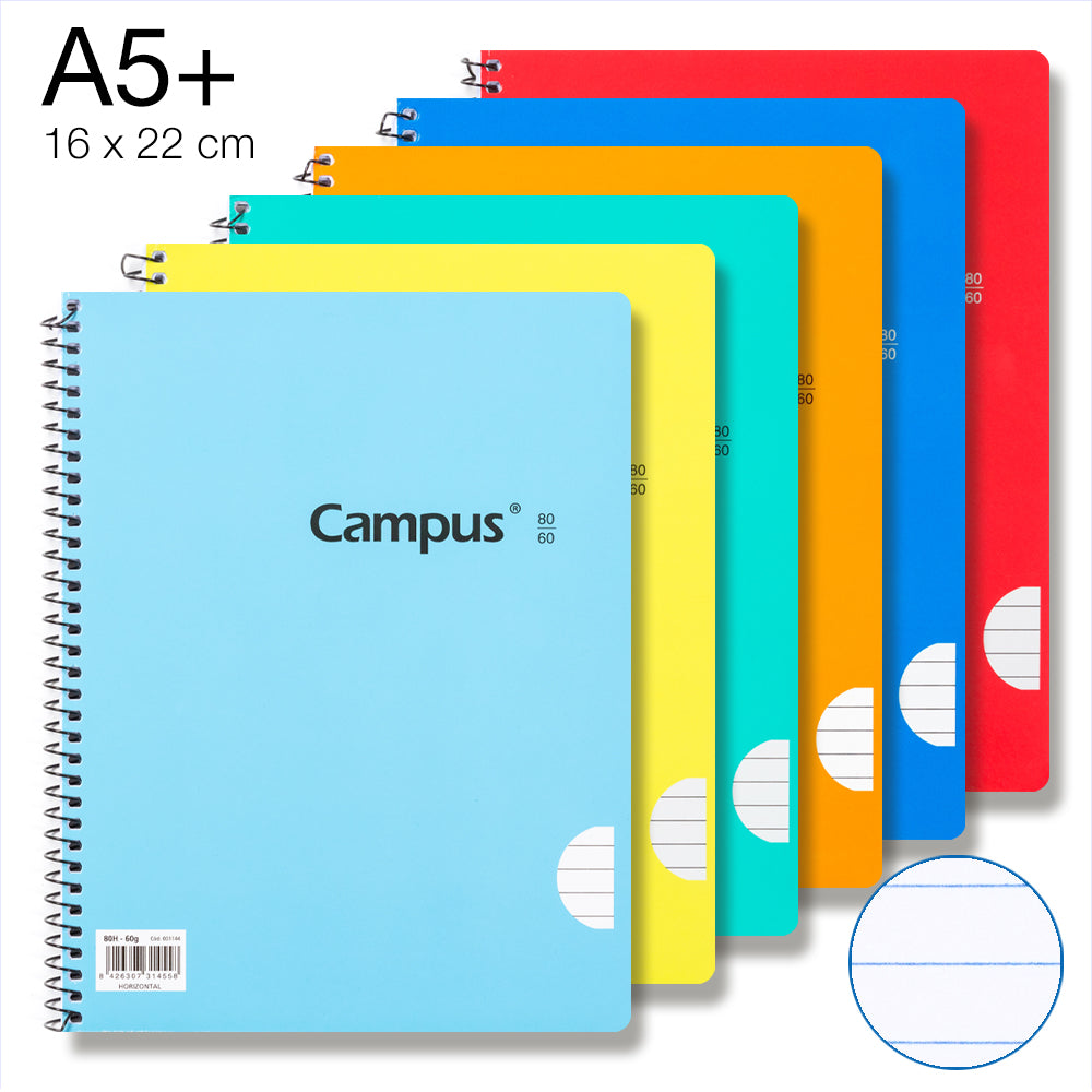 Campus-Spiral Pad A5+/Basic Cover 80 feuilles 60g/Grille horizontale