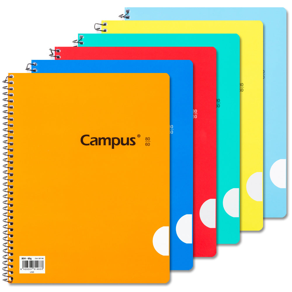 Cahier à spirale Basic Cover Campus A5+ (16 x 22 cm) 80 feuilles 60 g uni