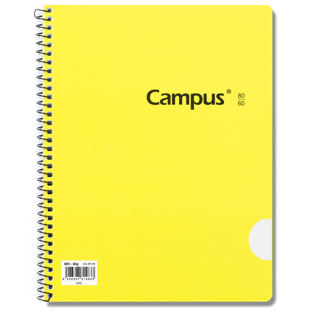 Cahier à spirale Basic Cover Campus A5+ (16 x 22 cm) 80 feuilles 60 g uni