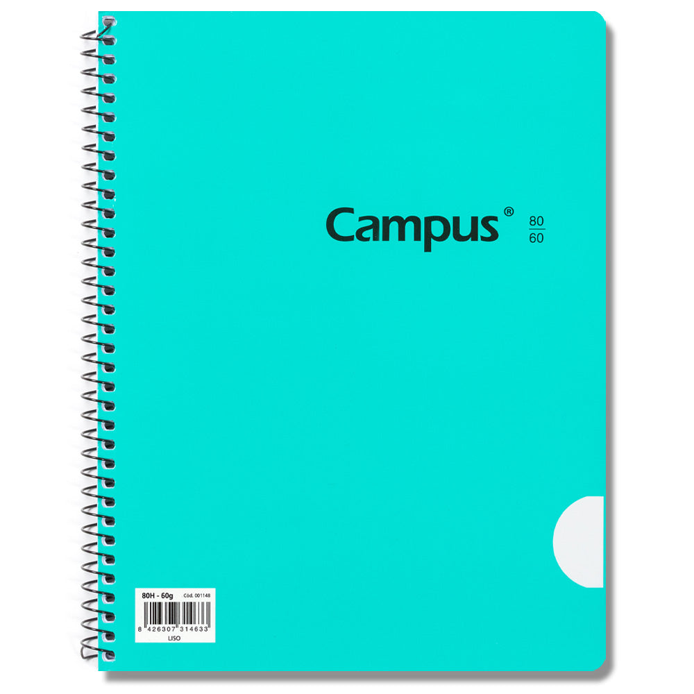 Cahier à spirale Basic Cover Campus A5+ (16 x 22 cm) 80 feuilles 60 g uni