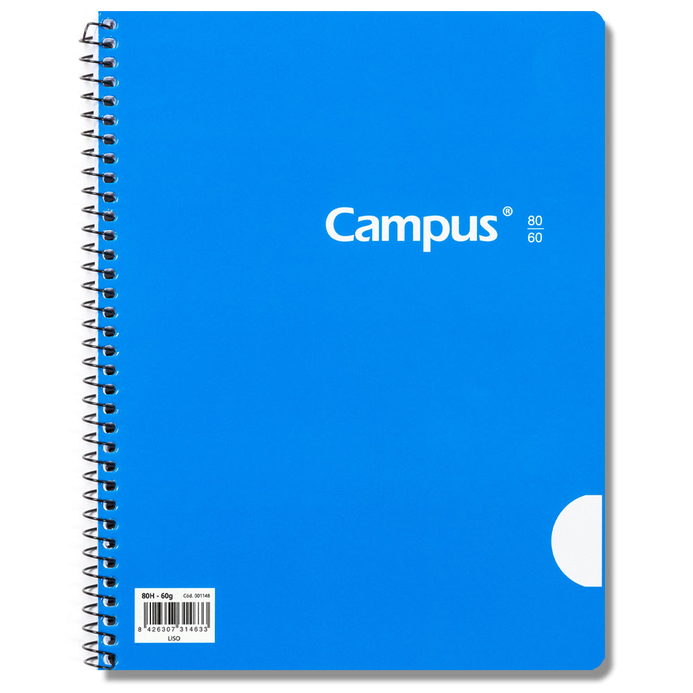 Cahier à spirale Basic Cover Campus A5+ (16 x 22 cm) 80 feuilles 60 g uni