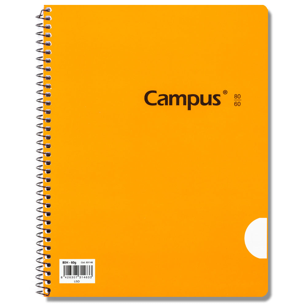 Cahier à spirale Basic Cover Campus A5+ (16 x 22 cm) 80 feuilles 60 g uni