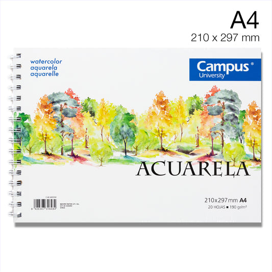 A4 watercolor pad (210 x 297 mm)/ 20 sheets, 190g/ Campus university