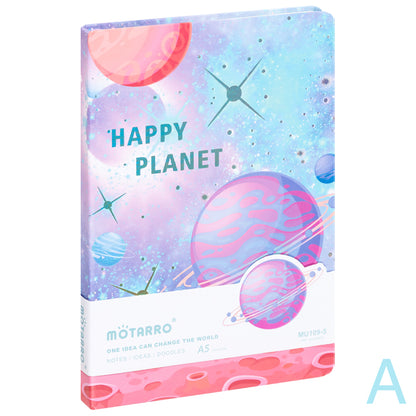 Cuaderno Bloc de notas Happy planet 80gr 100hojas A5 (21x14,5cm)  4 Diseños disponibles