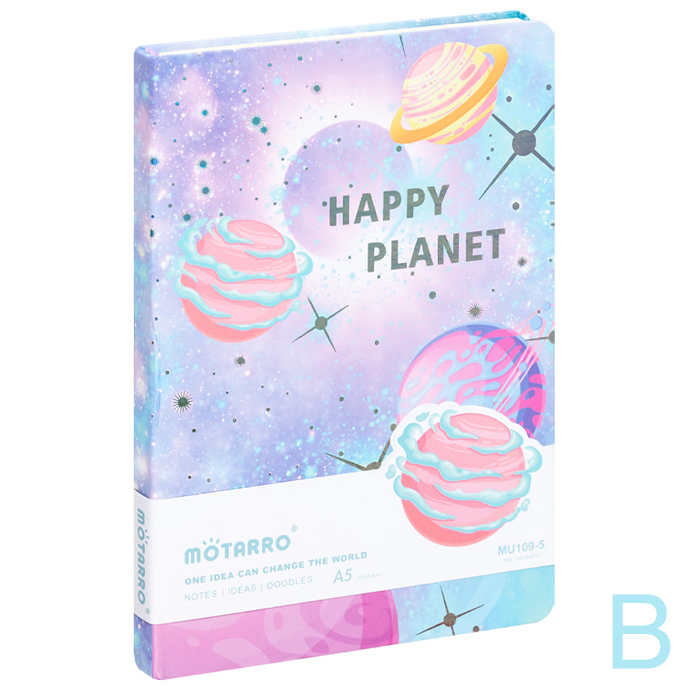 Cuaderno Bloc de notas Happy planet 80gr 100hojas A5 (21x14,5cm)  4 Diseños disponibles