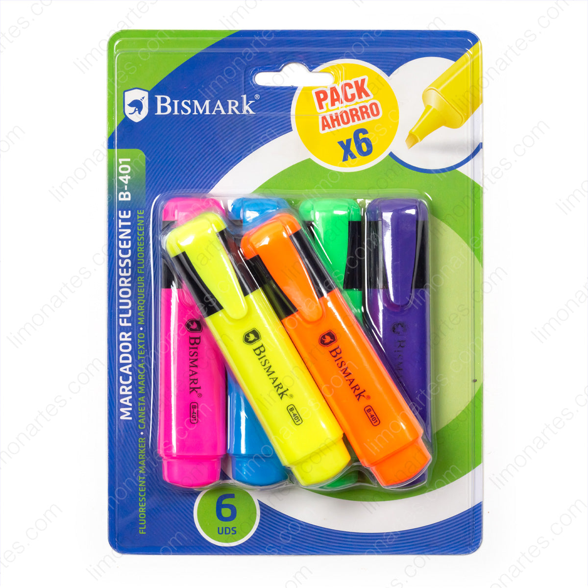 Bismark Marcador Fluorescente/ Pack ahorro x 6 - LIMÓN ARTES