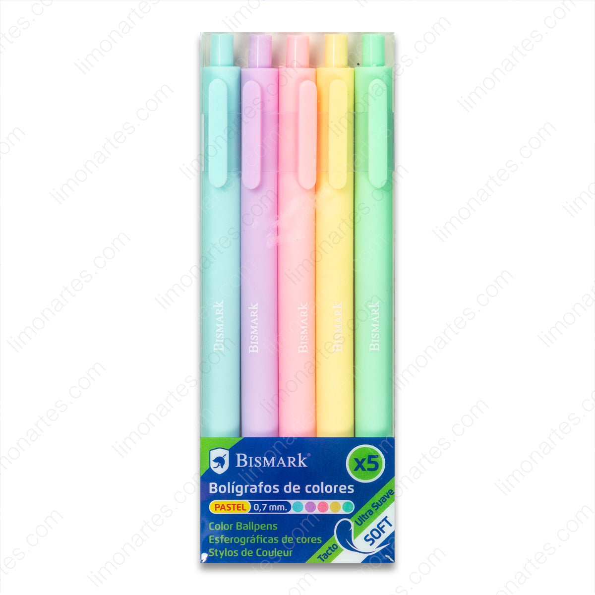 Bismark Set 5 Bolígrafos de colores Pastel 0.7 mm - LIMÓN ARTES