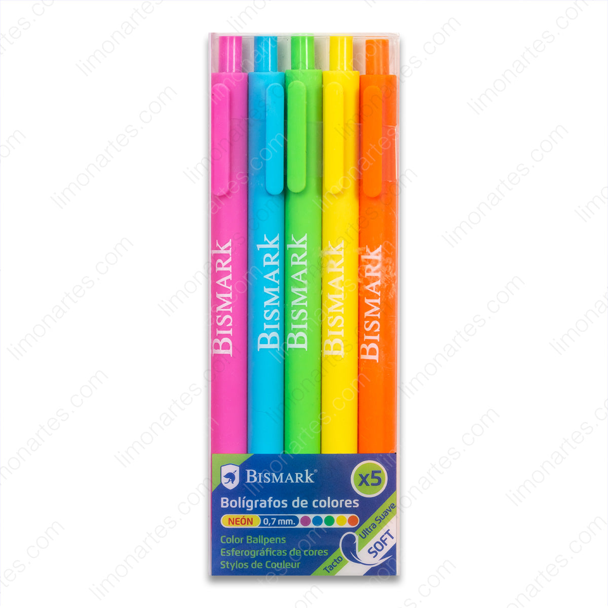 Bismark Set 5 Bolígrafos de colores Neón 0.7 mm - LIMÓN ARTES