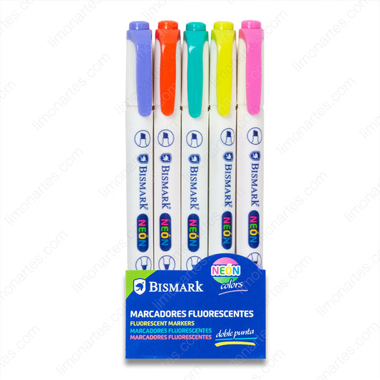 Bismark Neón 5 colores Marcadores Fluorescentes Doble punta/ 329950 - LIMÓN ARTES