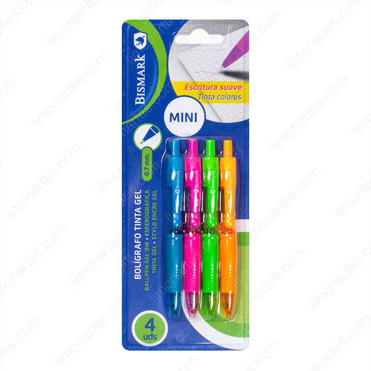 Bismark Mini Gel colored ink pen 0.7 mm 4 pcs. Smooth writing