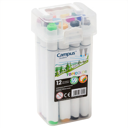 Campus Topicolor Double Tip Markers Fine and Thick 1-6 mm 12 Colors